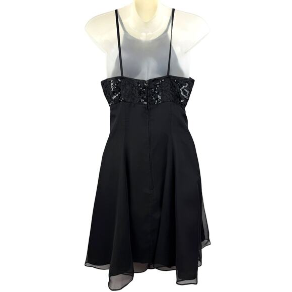 90's DE LARU BY LINDA BERNEL black A-line mini dress with sequence - Picture 7 of 9